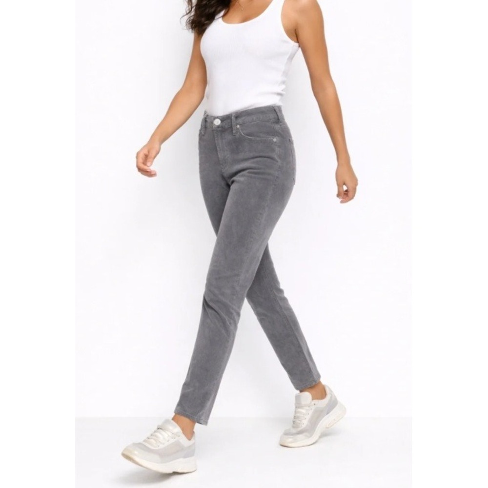 Seven7 Womens Ultra High Rise Skinny Corduroy Pants Grey Quite Shade Size 14 NWT